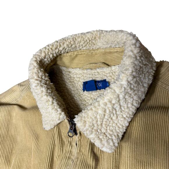 Vtg Y2K J Crew Chore Jacket Barn Coat Tan Corduroy Sherpa Lined XL Outdoors Prep - Picture 7 of 9